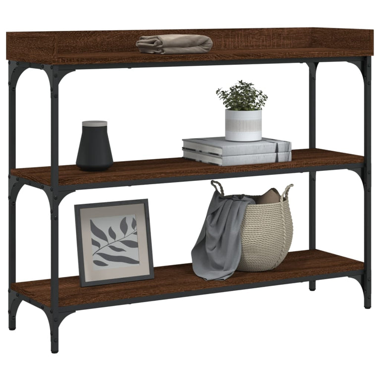 Wandtafel met schappen 100x30x80 cm bruineikenkleurig