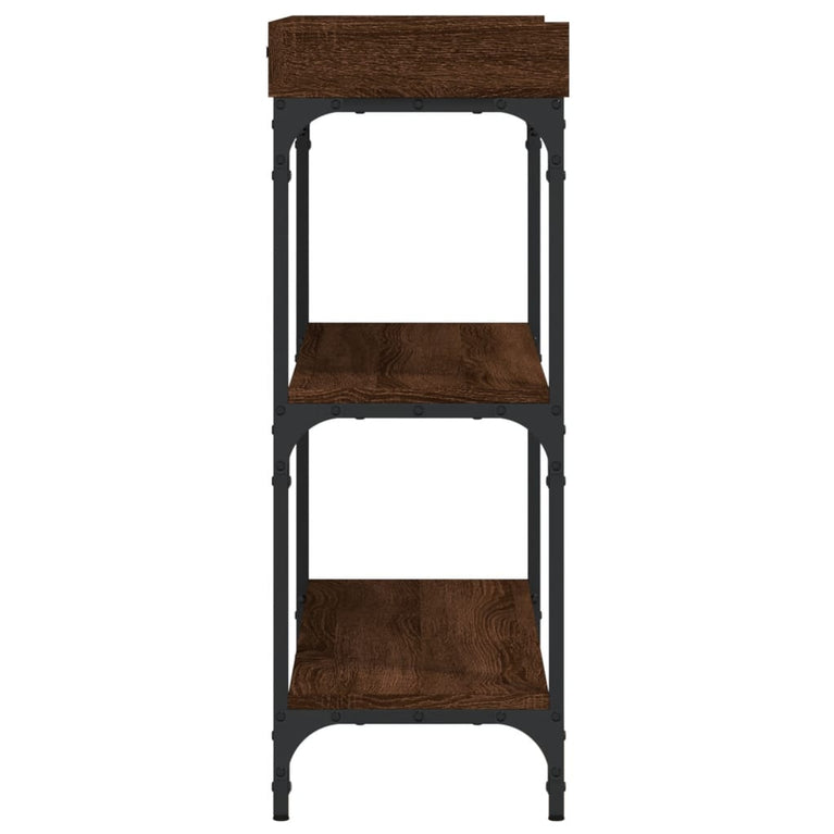 Wandtafel met schappen 100x30x80 cm bruineikenkleurig