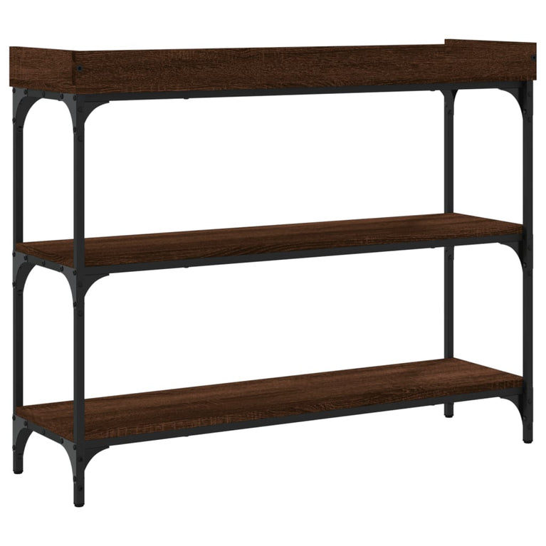 Wandtafel met schappen 100x30x80 cm bruineikenkleurig