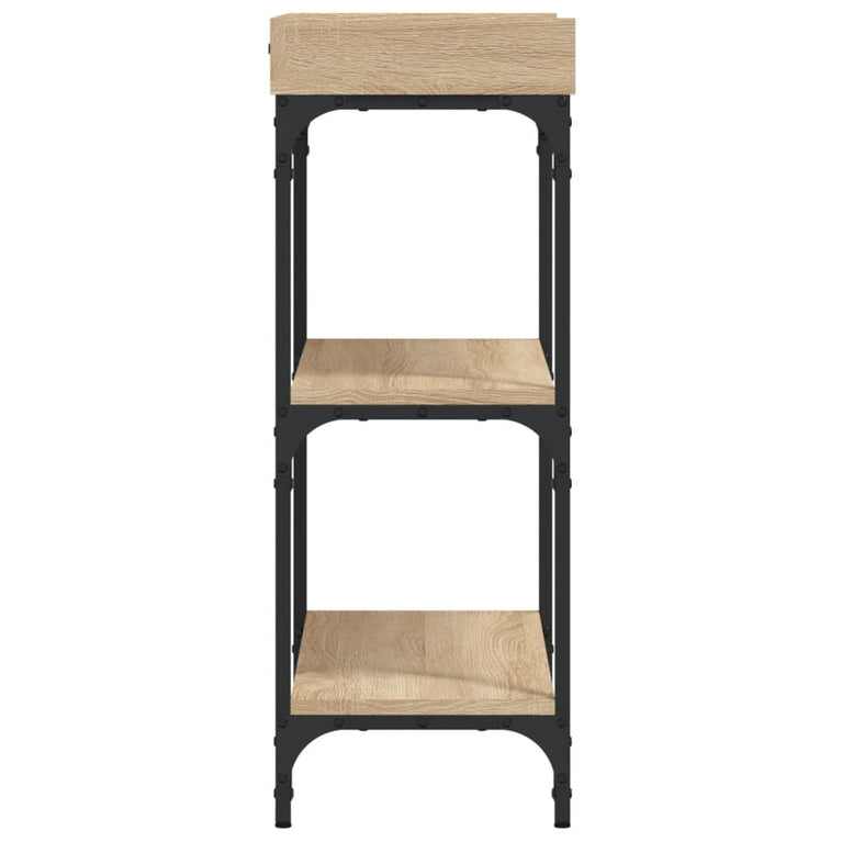 Wandtafel met schappen 75x30x80 cm sonoma eikenkleurig