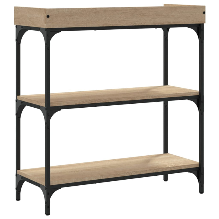 Wandtafel met schappen 75x30x80 cm sonoma eikenkleurig