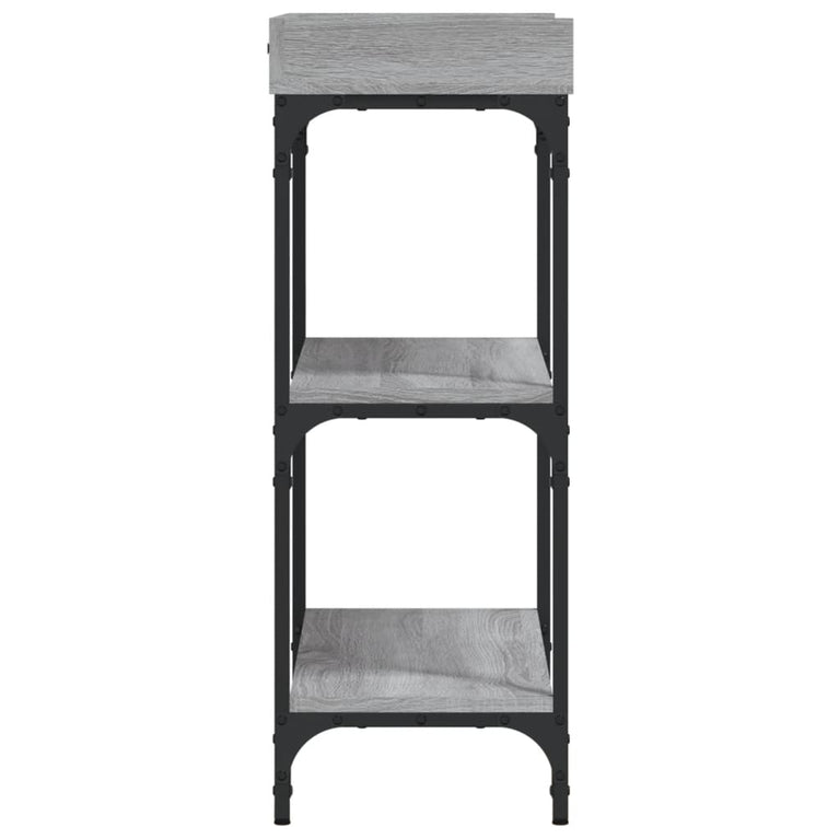 Wandtafel met schappen 75x30x80 cm grijs sonoma eikenkleurig