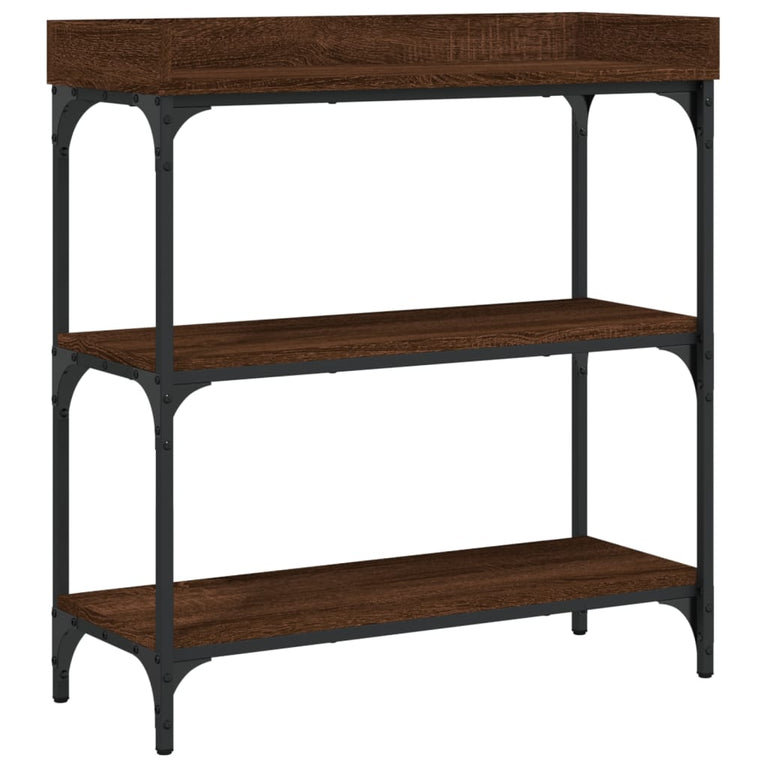 Wandtafel met schappen 75x30x80 cm bruineikenkleurig