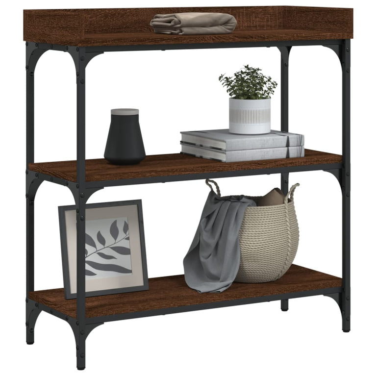 Wandtafel met schappen 75x30x80 cm bruineikenkleurig