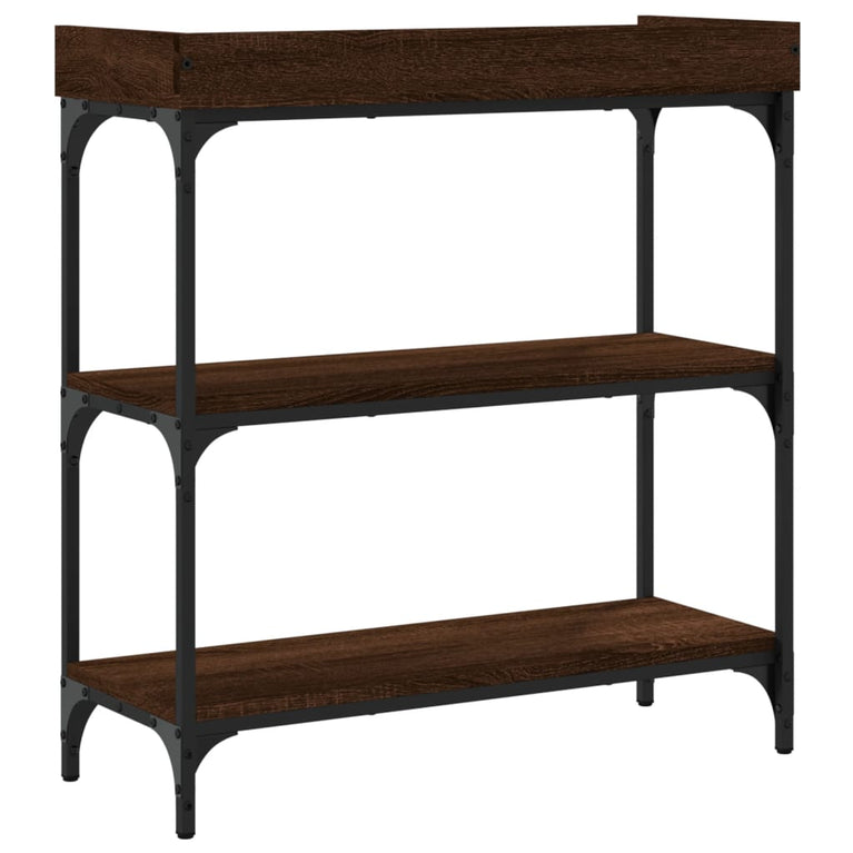 Wandtafel met schappen 75x30x80 cm bruineikenkleurig