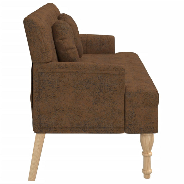 Bankje met kussens 113x64,5x75,5 cm kunstsuèdeleer bruin MeubelReus