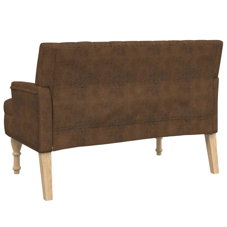 Bankje met kussens 113x64,5x75,5 cm kunstsuèdeleer bruin MeubelReus