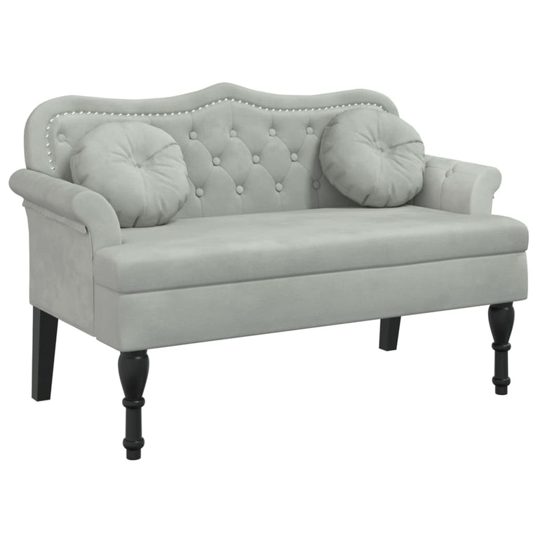 Bankje met kussens 120,5x65x75 cm fluweel lichtgrijs MeubelReus