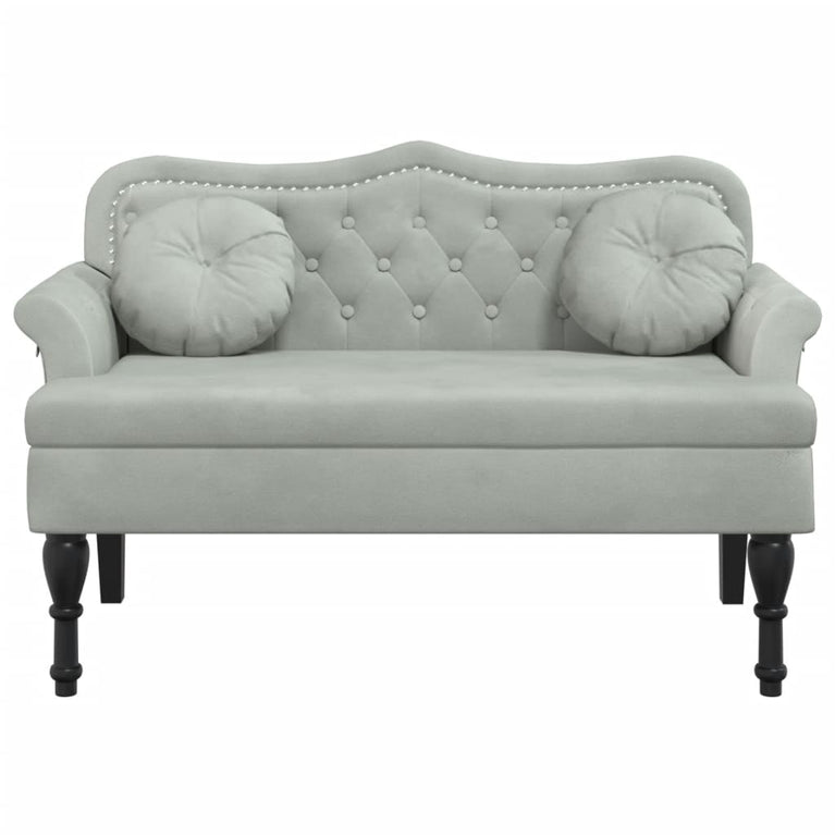 Bankje met kussens 120,5x65x75 cm fluweel lichtgrijs MeubelReus