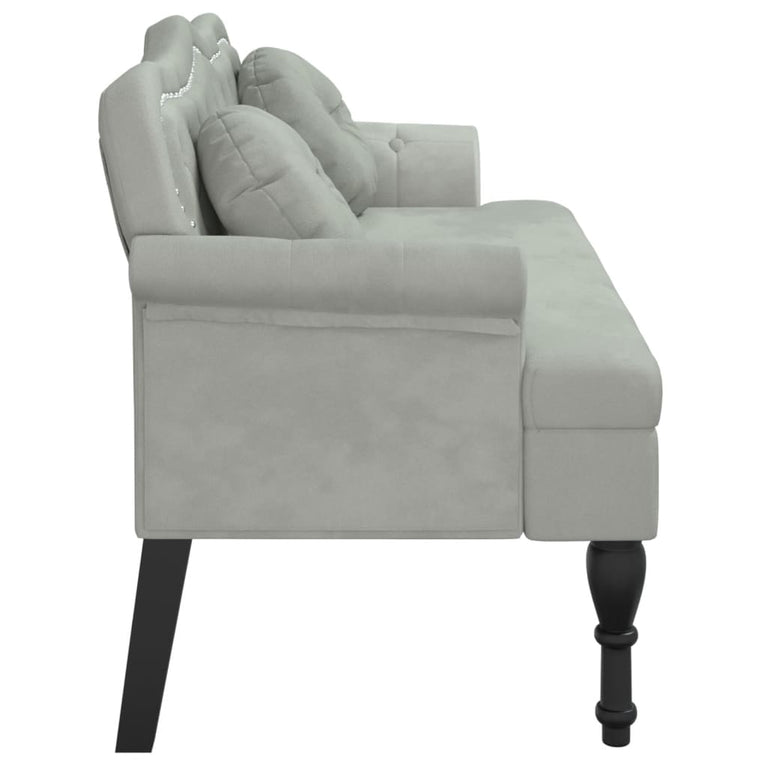 Bankje met kussens 120,5x65x75 cm fluweel lichtgrijs MeubelReus