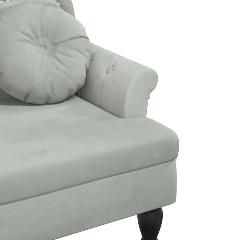 Bankje met kussens 120,5x65x75 cm fluweel lichtgrijs MeubelReus