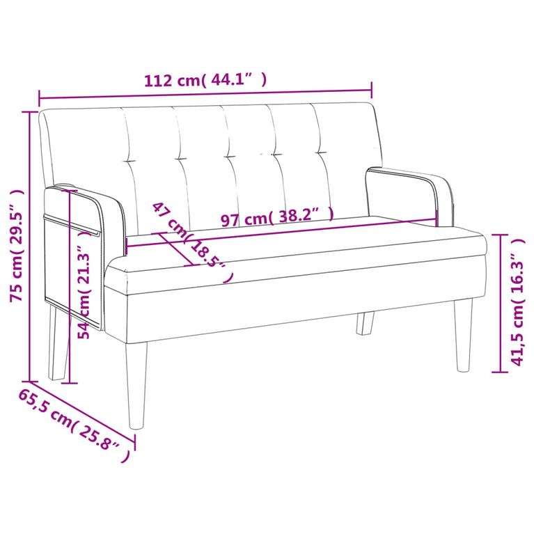 Bankje met rugleuning 112x65,5x75 cm kunstleer bruin MeubelReus