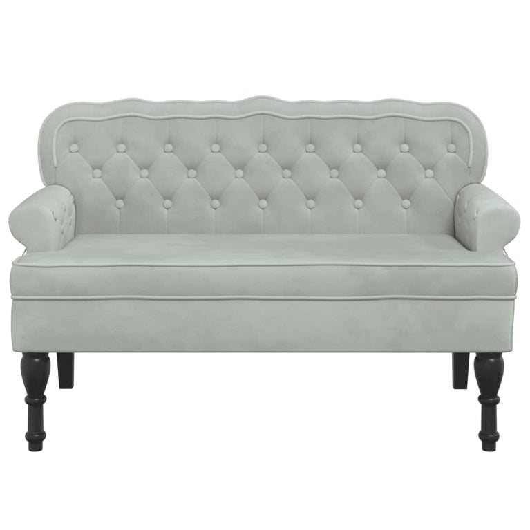 Bankje met rugleuning 119,5x64,5x75 cm fluweel lichtgrijs MeubelReus