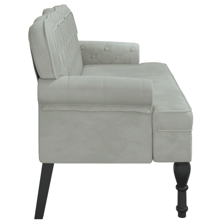 Bankje met rugleuning 119,5x64,5x75 cm fluweel lichtgrijs MeubelReus