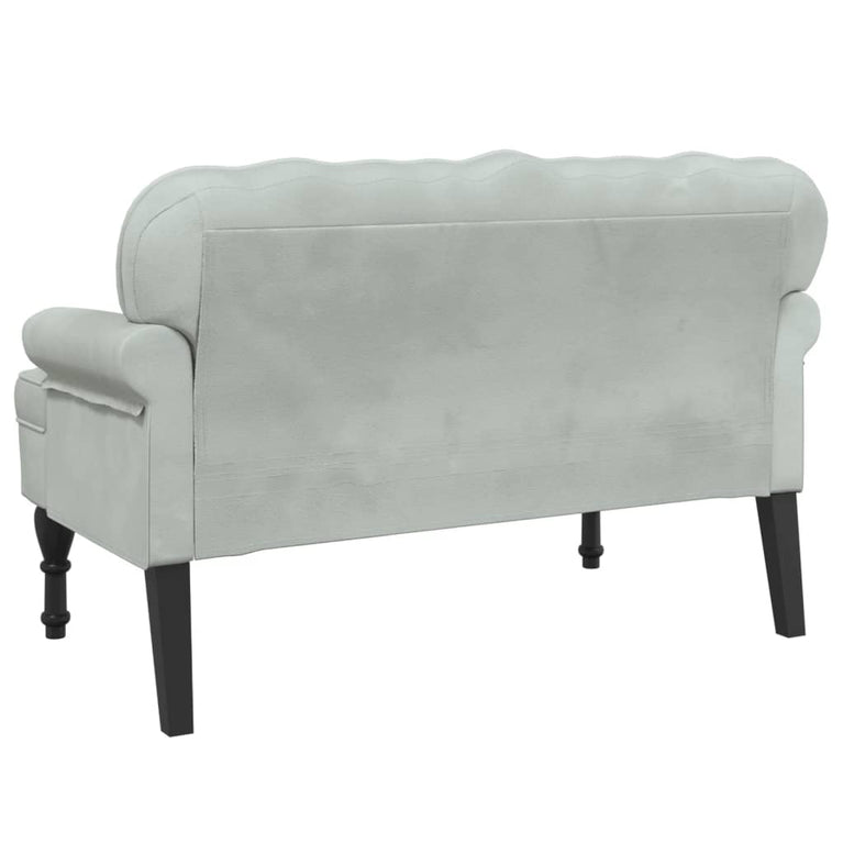 Bankje met rugleuning 119,5x64,5x75 cm fluweel lichtgrijs MeubelReus