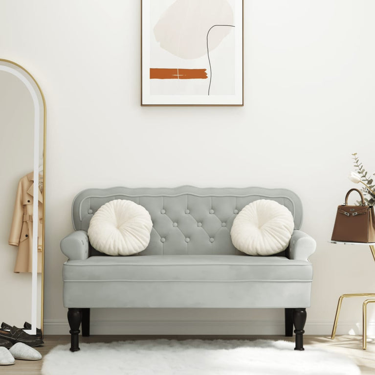 Bankje met rugleuning 119,5x64,5x75 cm fluweel lichtgrijs MeubelReus