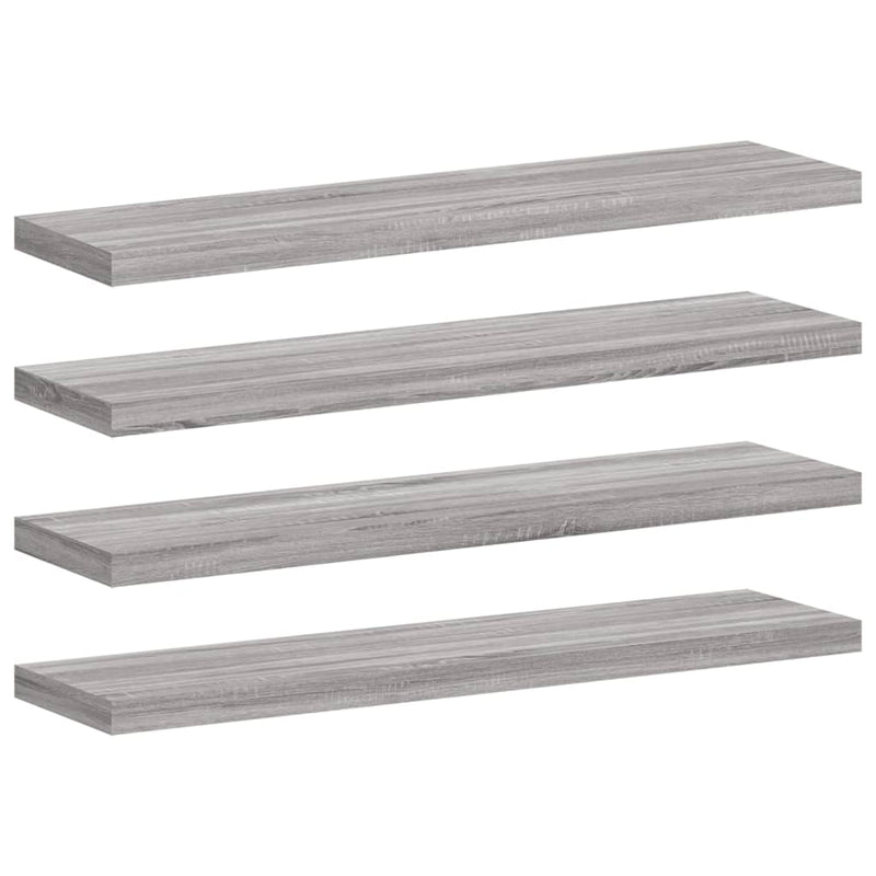 Wandschappen 4 st 40x10x1,5 cm bewerkt hout grijs sonoma eiken