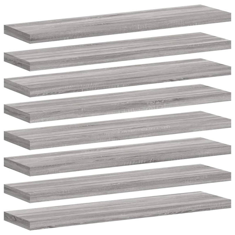 Wandschappen 8 st 40x10x1,5 cm bewerkt hout grijs sonoma eiken