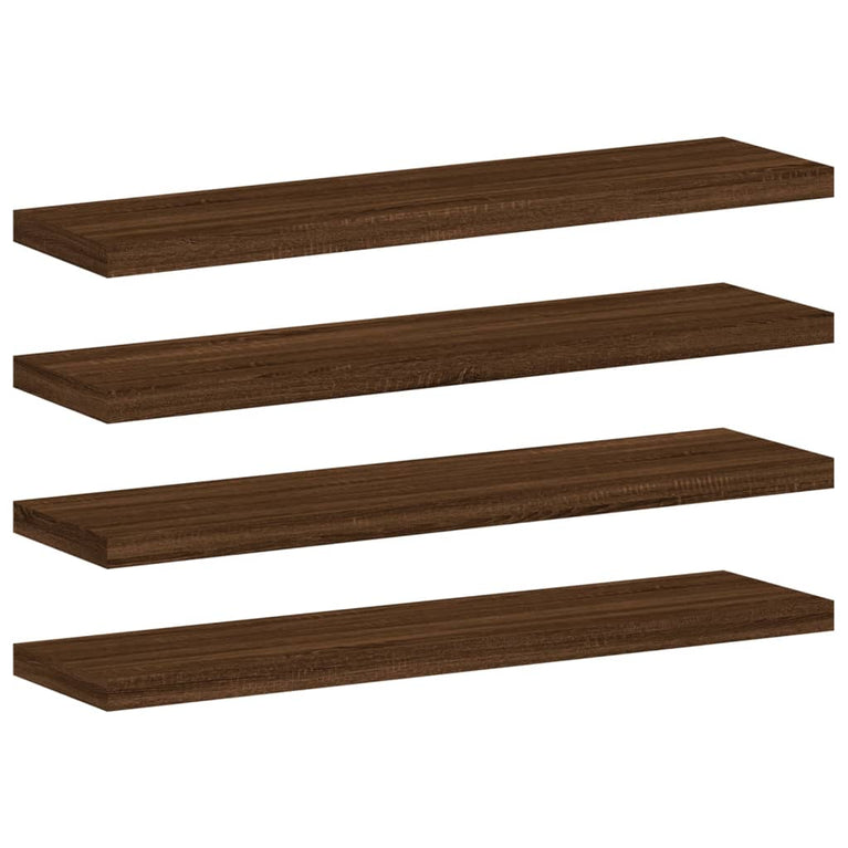 Wandschappen 4 st 40x10x1,5 cm bewerkt hout bruineikenkleurig