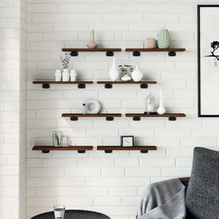 Wandschappen 8 st 40x10x1,5 cm bewerkt hout bruineikenkleurig