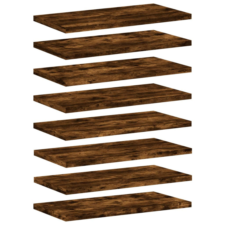Wandschappen 8 st 40x20x1,5 cm bewerkt hout gerookt eikenkleur