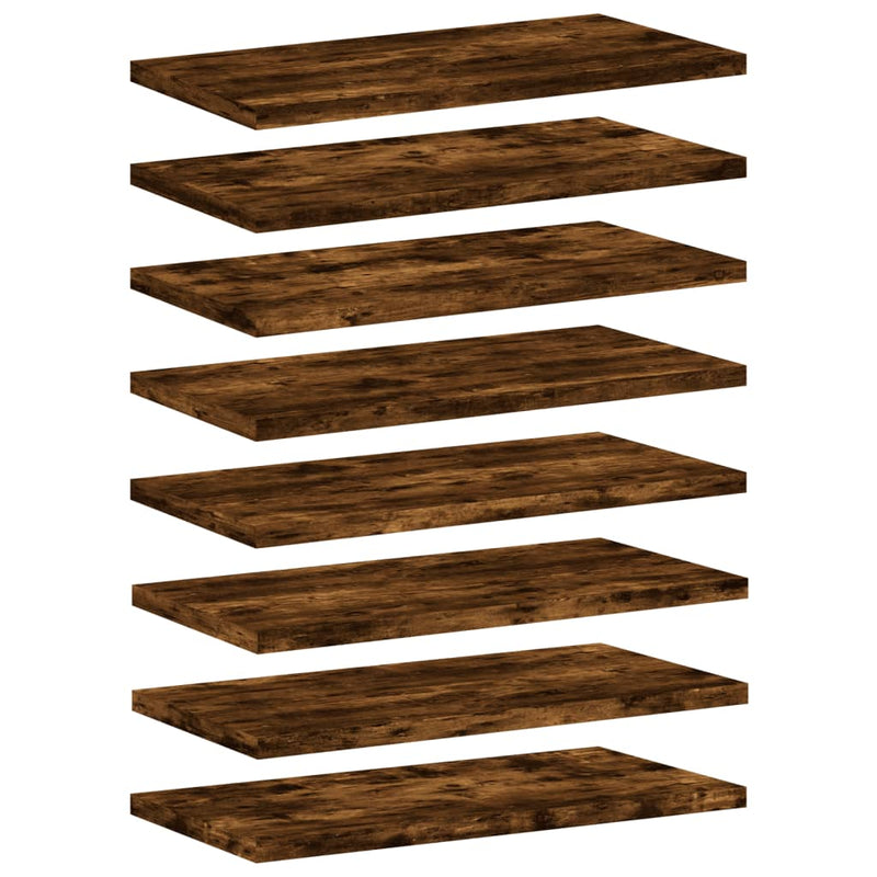 Wandschappen 8 st 40x20x1,5 cm bewerkt hout gerookt eikenkleur