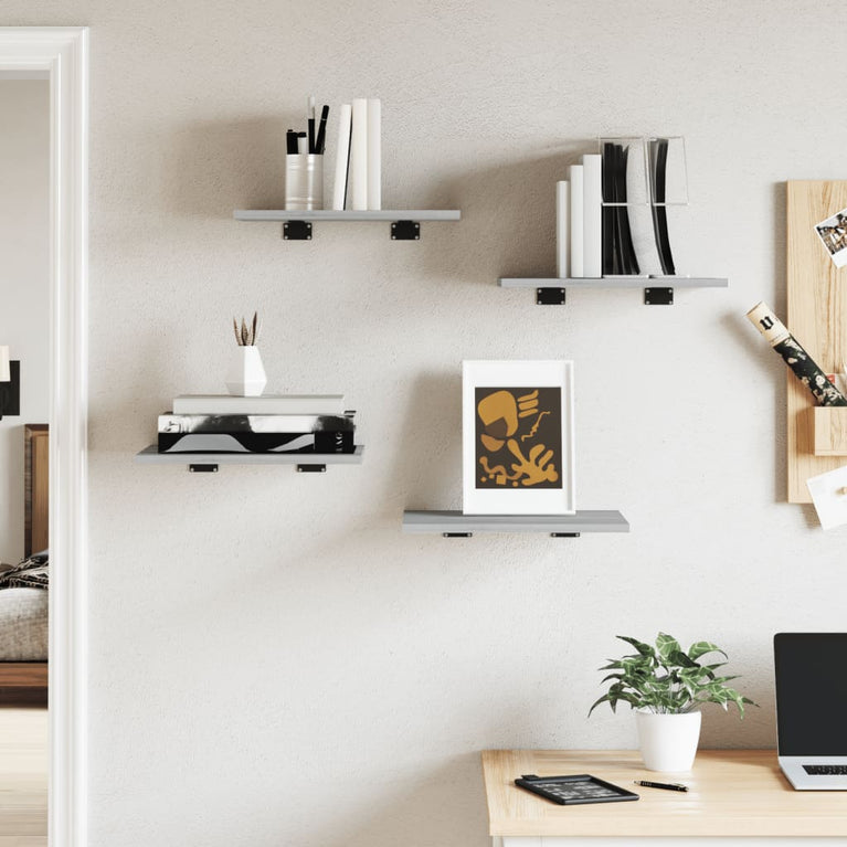 Wandschappen 4 st 40x30x1,5 cm bewerkt hout grijs sonoma eiken