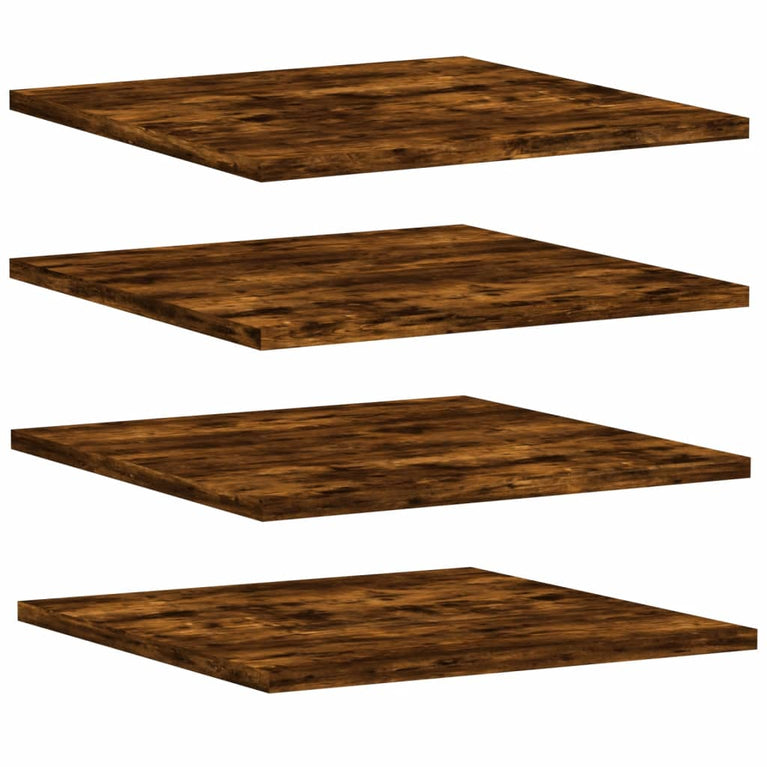 Wandschappen 4 st 40x40x1,5 cm bewerkt hout gerookt eikenkleur