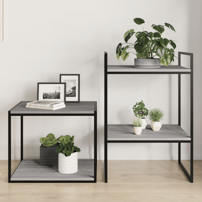 Wandschappen 4 st 40x50x1,5 cm bewerkt hout grijs sonoma eiken