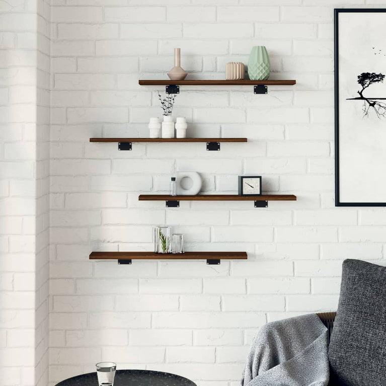 Wandschappen 4 st 60x10x1,5 cm bewerkt hout bruineikenkleurig