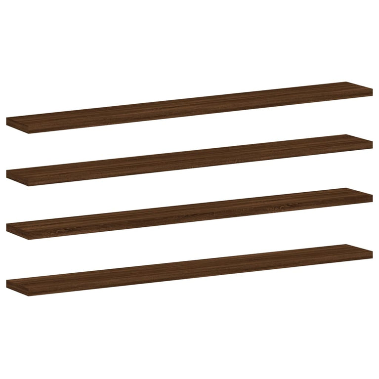 Wandschappen 4 st 80x10x1,5 cm bewerkt hout bruineikenkleurig