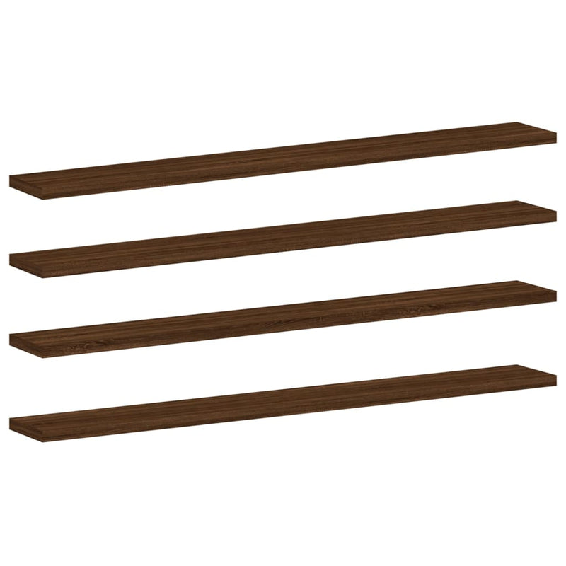Wandschappen 4 st 80x10x1,5 cm bewerkt hout bruineikenkleurig