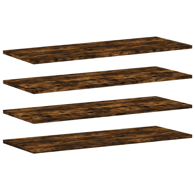 Wandschappen 4 st 80x30x1,5 cm bewerkt hout gerookt eikenkleur
