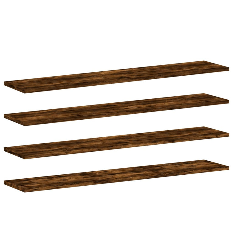 Wandschappen 4 st 100x20x1,5 cm bewerkt hout gerookt eikenkleur