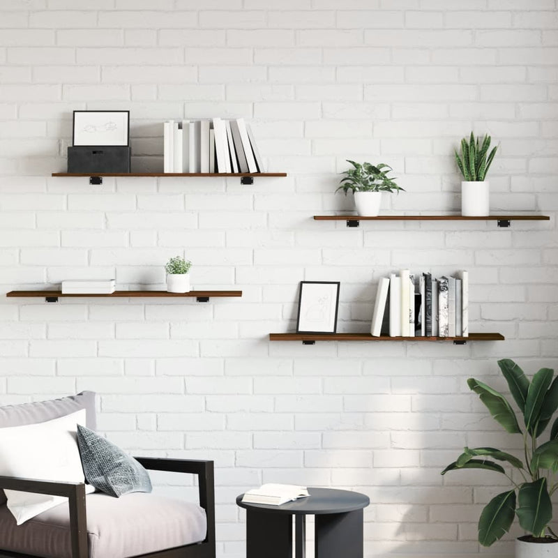 Wandschappen 4 st 100x20x1,5 cm bewerkt hout bruineikenkleurig