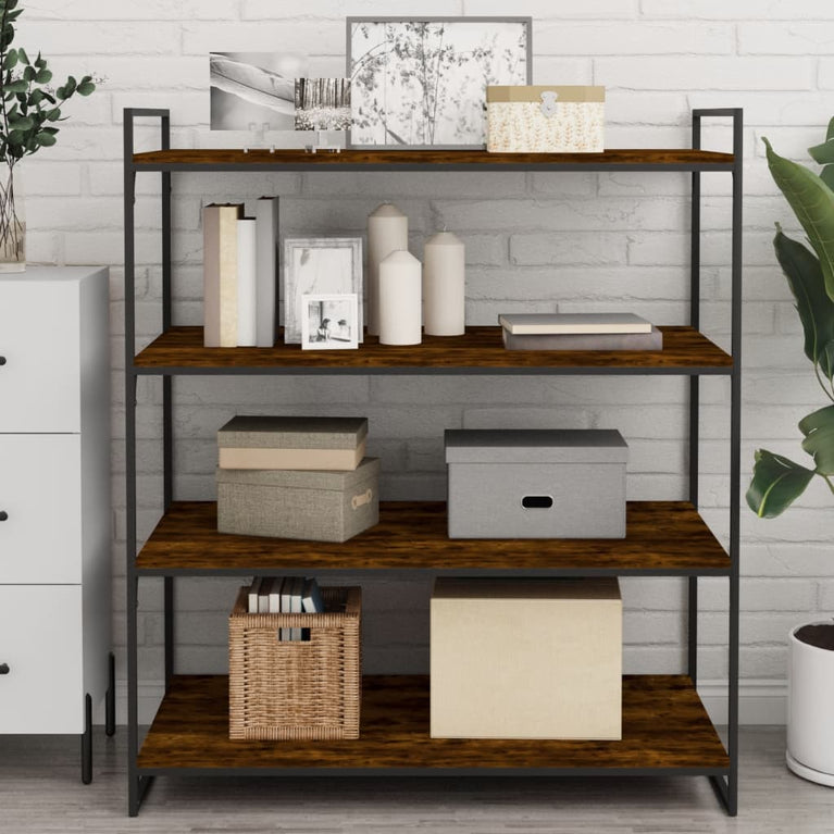 Wandschappen 4 st 100x50x1,5 cm bewerkt hout gerookt eikenkleur