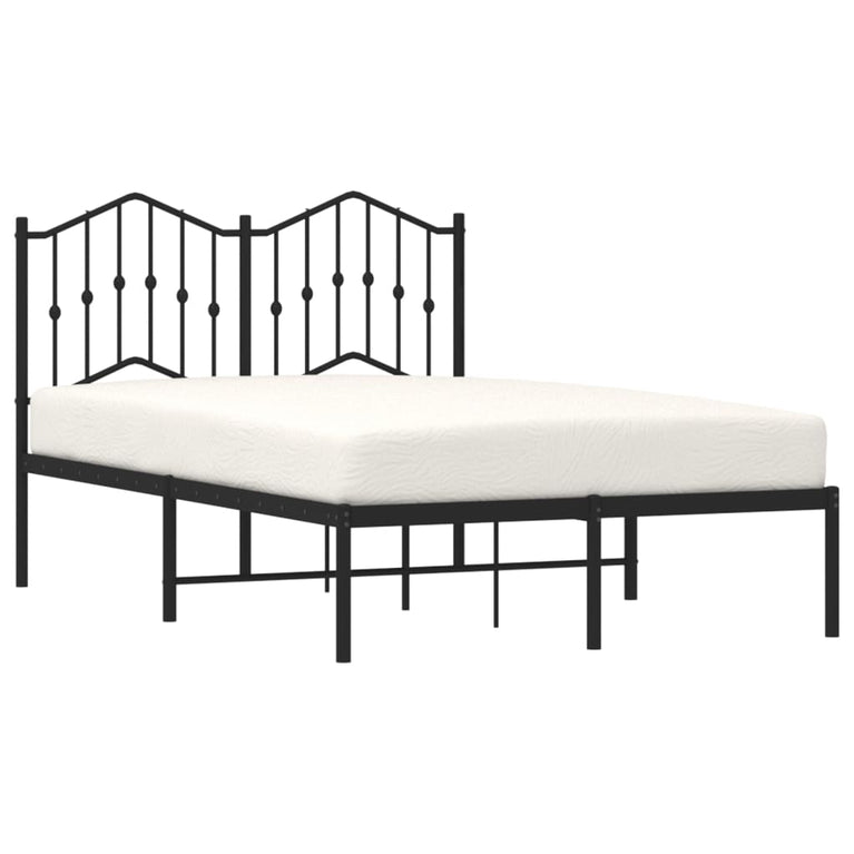 Bedframe met hoofdbord metaal zwart 120x190 cm