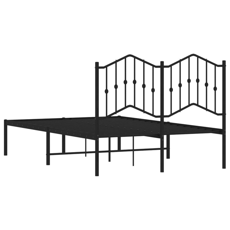 Bedframe met hoofdbord metaal zwart 120x190 cm
