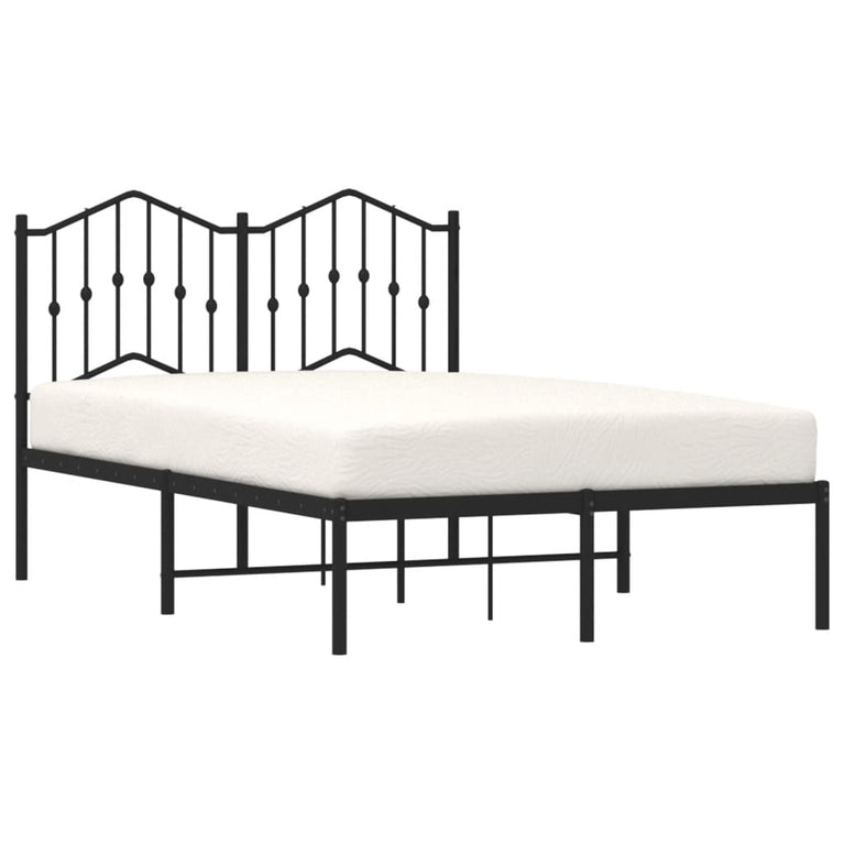 Bedframe met hoofdbord metaal zwart 120x200 cm