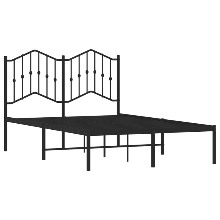 Bedframe met hoofdbord metaal zwart 120x200 cm