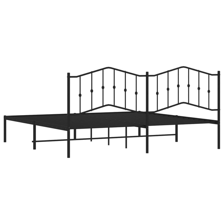 Bedframe met hoofdbord metaal zwart 200x200 cm
