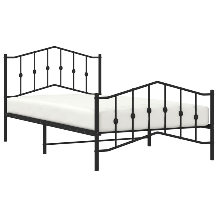 Bedframe met hoofd- en voeteneinde metaal zwart 107x203 cm