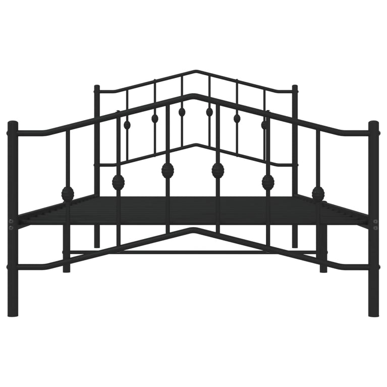 Bedframe met hoofd- en voeteneinde metaal zwart 107x203 cm
