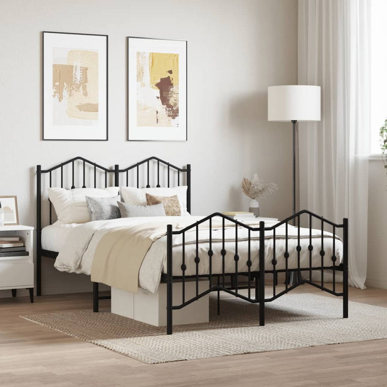 Bedframe met hoofd- en voeteneinde metaal zwart 120x200 cm