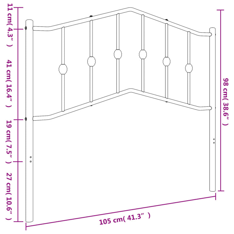 Hoofdbord 100 cm metaal zwart