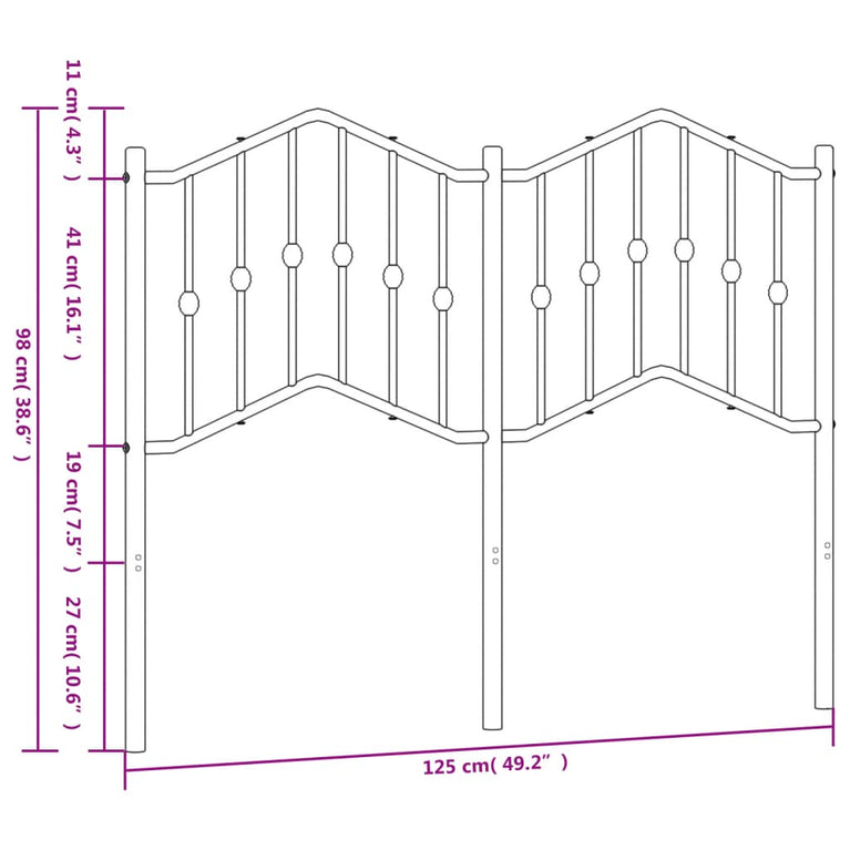 Hoofdbord 120 cm metaal zwart
