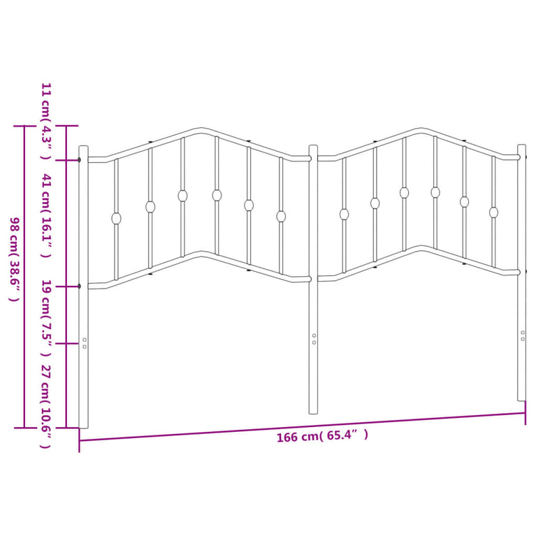 Hoofdbord 160 cm metaal zwart