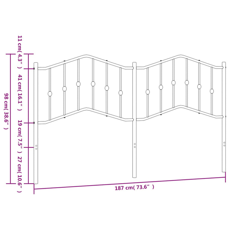 Hoofdbord 180 cm metaal zwart