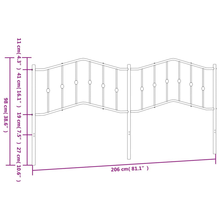 Hoofdbord 200 cm metaal wit
