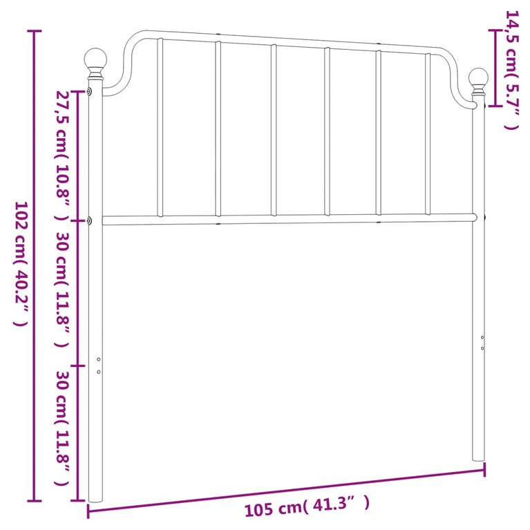 Hoofdbord 100 cm metaal zwart